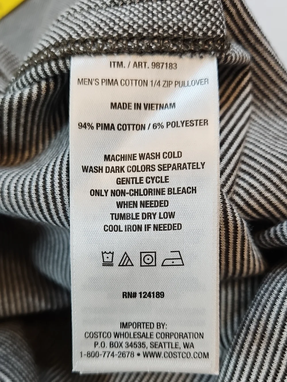 Kirkland Signature Heather Gray Quarter-Zip Pullover, Pima Cotton, XXL NWT